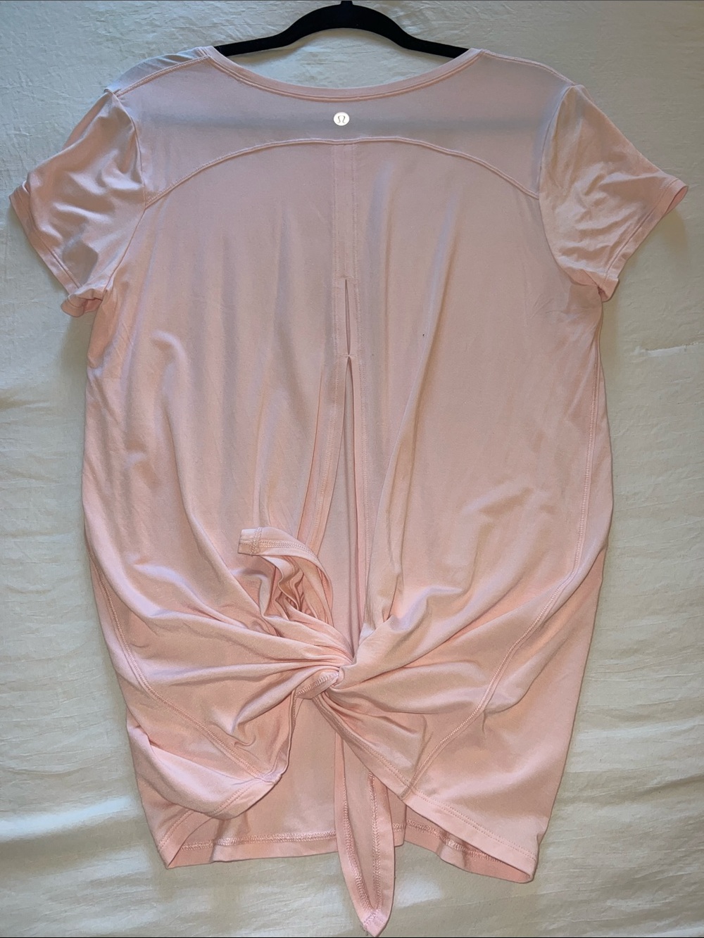 Baby Pink Lululemon T-shirt with tie-back; Size Small